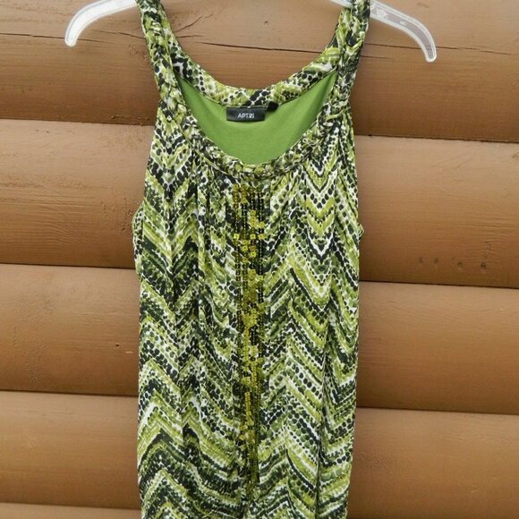 Apt. 9 Blouse Womens Top SZ L Green Floral Lined Sheer Top - Picture 1 of 4